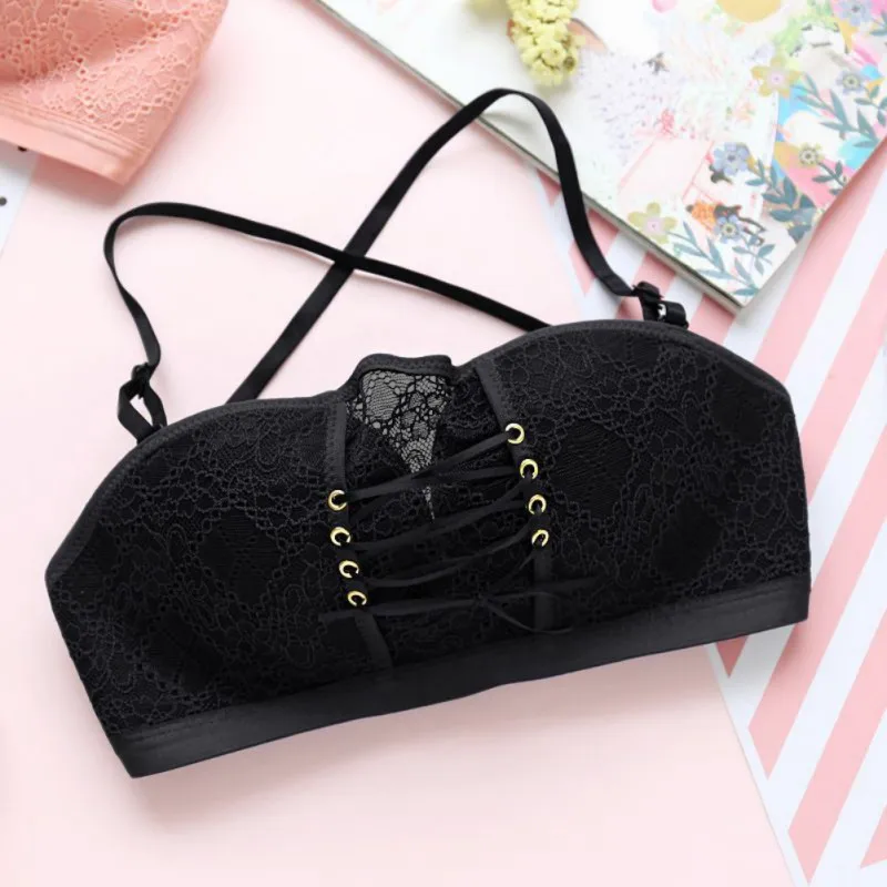 

Women Sports Lace Rimless Straps Back Cross Underwear Invisible Gathering Chest Bra Breathable Gym Yoga Running Top