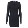 Long sleeve bodycon dress for Women With Zipper Casual cotton Mini Vestidos Womens Clothing Out-going Dresses  5