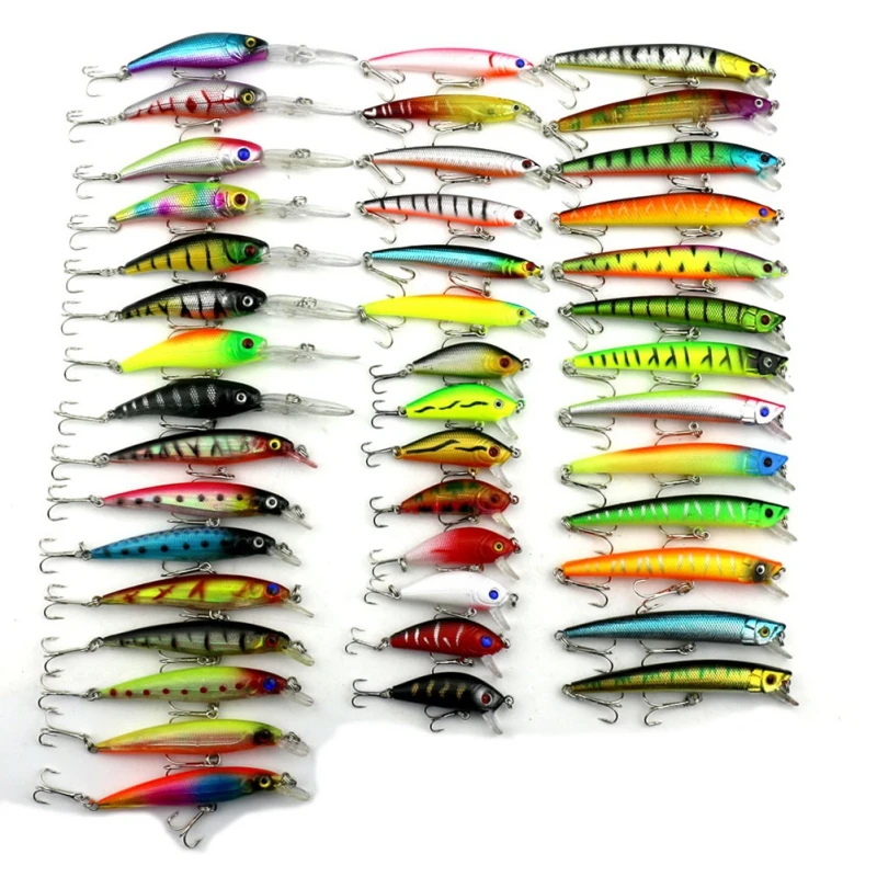 

43 Pcs Mixed Artificial Fishing Lure Fishing Lure Set Hard Bait Kit bait Fishing Attractive Strongly bait Fishhook Accessories