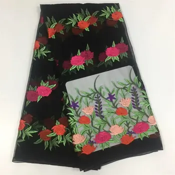 

Nigerian Lace Fabric 2019 High Quality Lace 3d Lace Fabric Wedding Black African with Embroidered French Lace 5yards F91224-3
