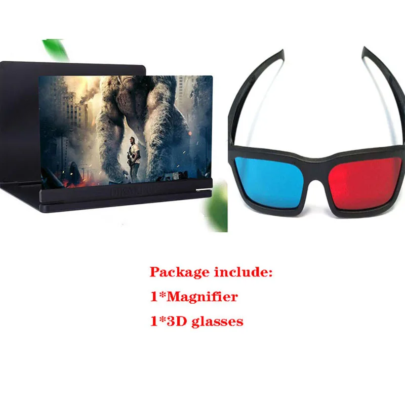 Magnifier glasses 3D Лупа 12 дюймов HD радиационная защита глаз тонкий складной 3D усилитель экрана мобильного телефона 3D стерео Лупа - Цвет: Magnifier glasses
