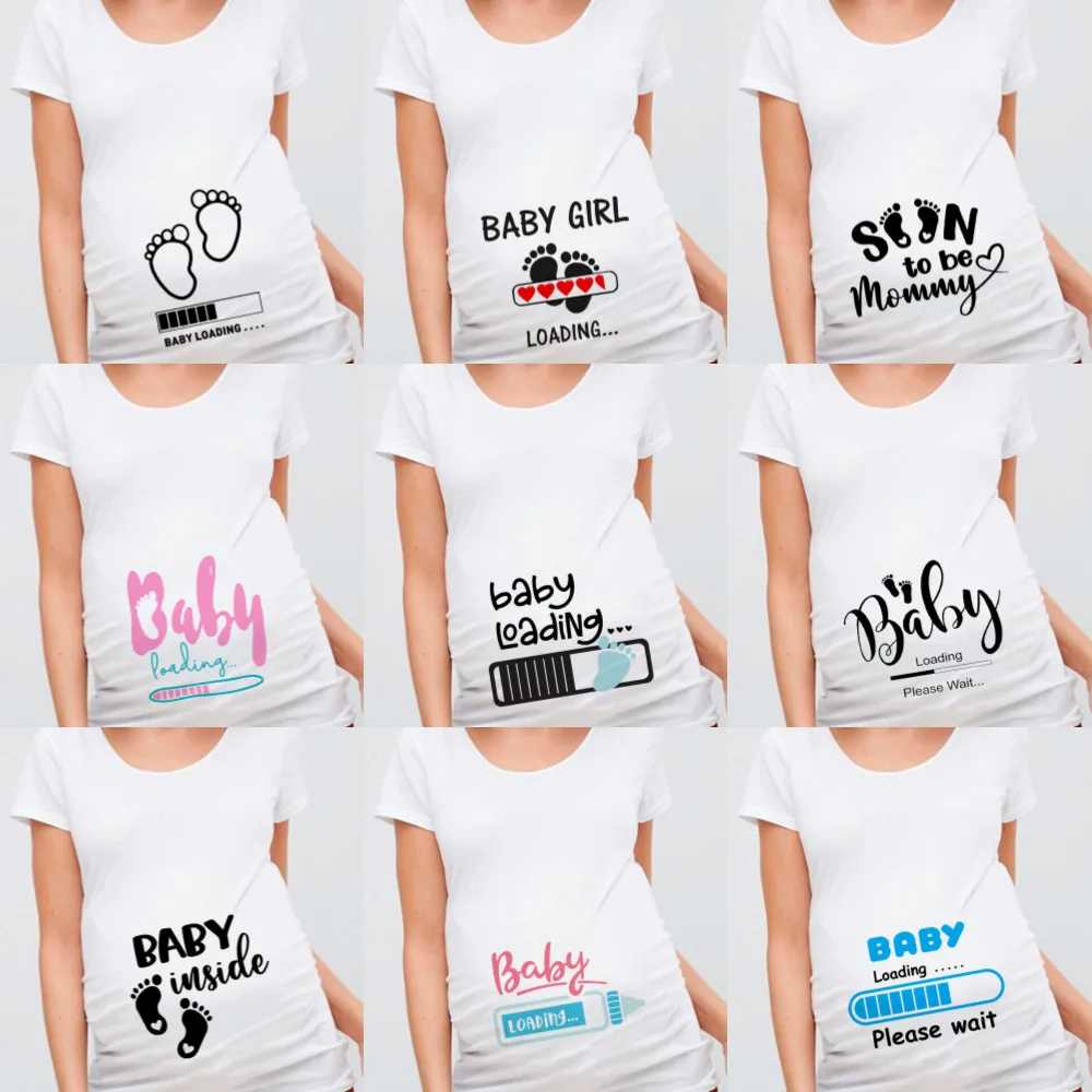 intersección Finito mejilla Camiseta de manga corta para bebé en progreso, ropa de maternidad para  embarazadas, anuncio de embarazo, nueva|Camisetas| - AliExpress