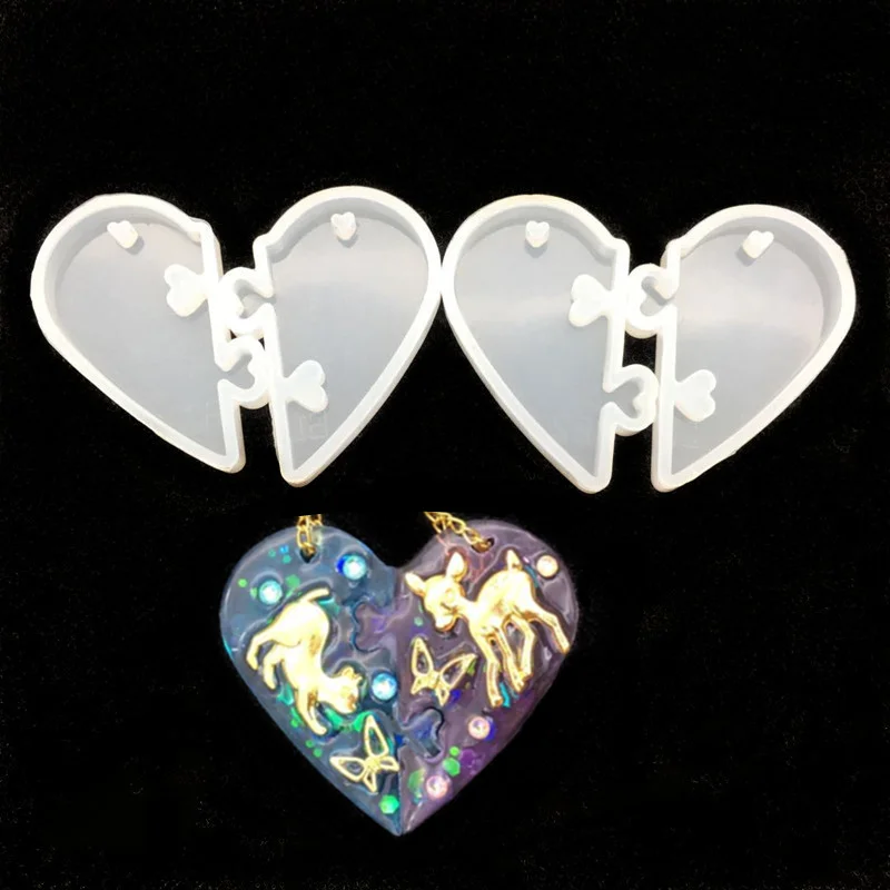 1Set Resin Love Heart Locks Pendant Silicone Mold For DIY Charms Pendant Crafts  Epoxy Resin Arts Jewelry Making Mold Tools 1set resin love heart locks pendant silicone mold for diy charms pendant crafts epoxy resin arts jewelry making mold tools