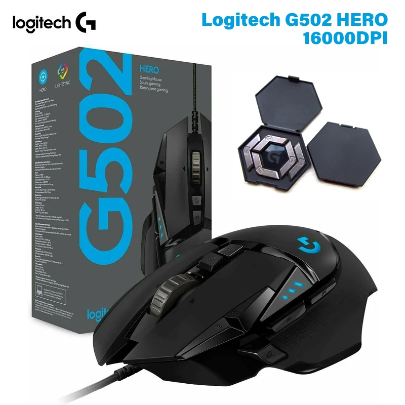 Logitech G502 Hero высокопроизводительная игровая мышь Engine 16000DPI RGB Glare программируемая