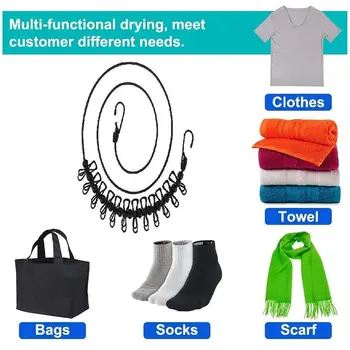 

New 2 Pack Portable Clothesline with 12 Clothespins,Windproof Travel Clothesline Stretchy Retractable Elastic Laundry Clothes Li