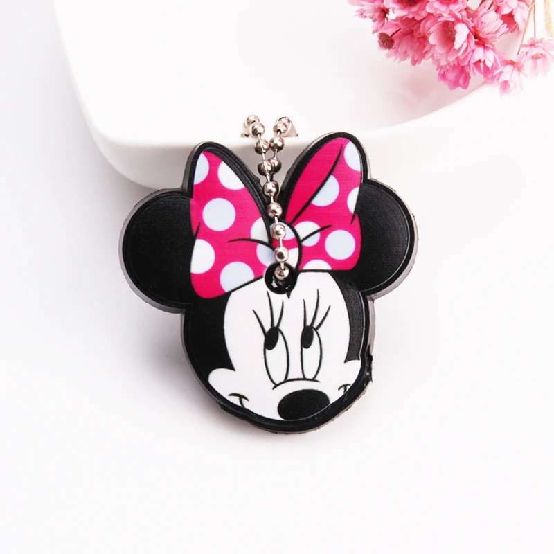 A02 Cartoon Anime Cute Key Cover Cap Silicone Mickey Stitch Bear Keychain Women Gift Owl Porte Clef Minne Key Chain - Цвет: A02