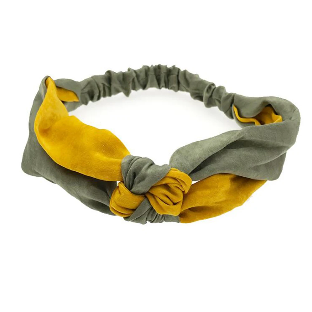 green yellow Женская повязка на голову, крученая повязка на голову с бантом, бархатная повязка на голову, обруч на голову, тюрбан, повязка на голову, аксессуары для волос - Цвет: green yellow