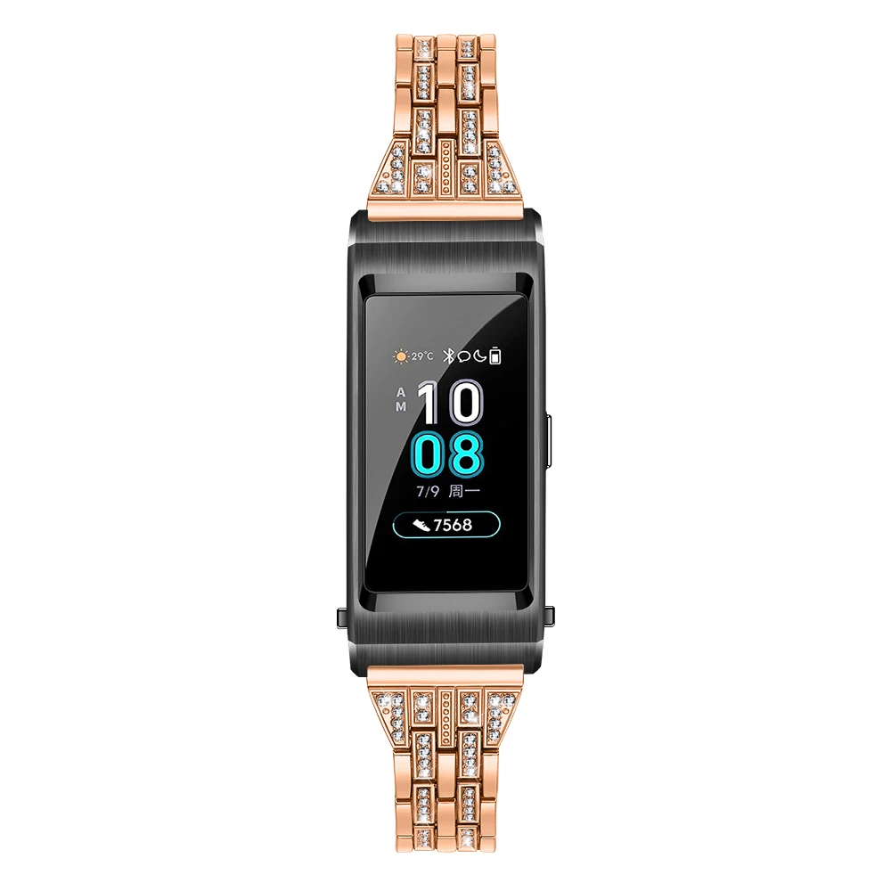 Для huawei Band 5 ремешок для часов высококлассный красиво Разработанный из нержавеющей стали металлический цепной алмаз заменить браслет для женщин