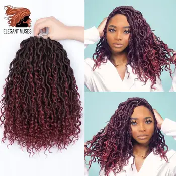 

Synthetic Locs passion Twist Crochet Braiding Hair Extension Natural Ombre 14in 18in Faux Locs With Curly Hair for women