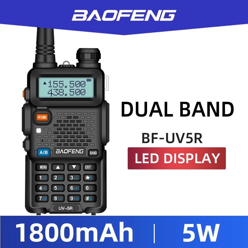 BAOFENG UV5R портативная рация 5 Вт UHF/VHF Двухдиапазонная двухсторонняя рация 1800 мАч емкость аккумулятора радиоприемник с клавиатурой из России