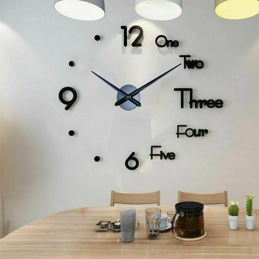 3D Frameless Wall Clock Stickers Modern Style Self-adhesive Mirror Surface Home Decor for Living Room Bedroom
