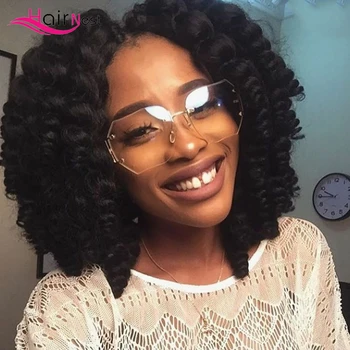 

Hair Nest Jamaican Bounce Crochet Hair 8 Inch Crochet Braid Synthetic Braiding Hair Curly Crochet Hair Extensions Ombre Black