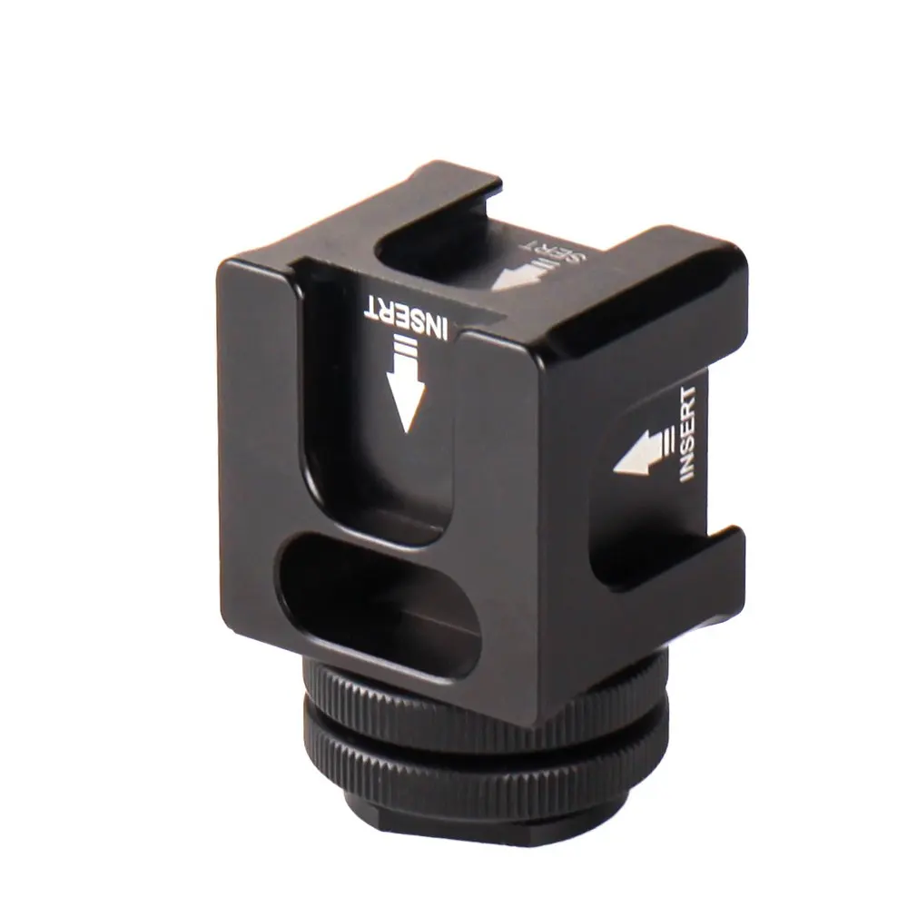 

FS-04 Triple Hot Shoe Camera Mount Three Cold Shoe Mount Bracket Tripod Stand for DSLR Video Microphone Led Video Light
