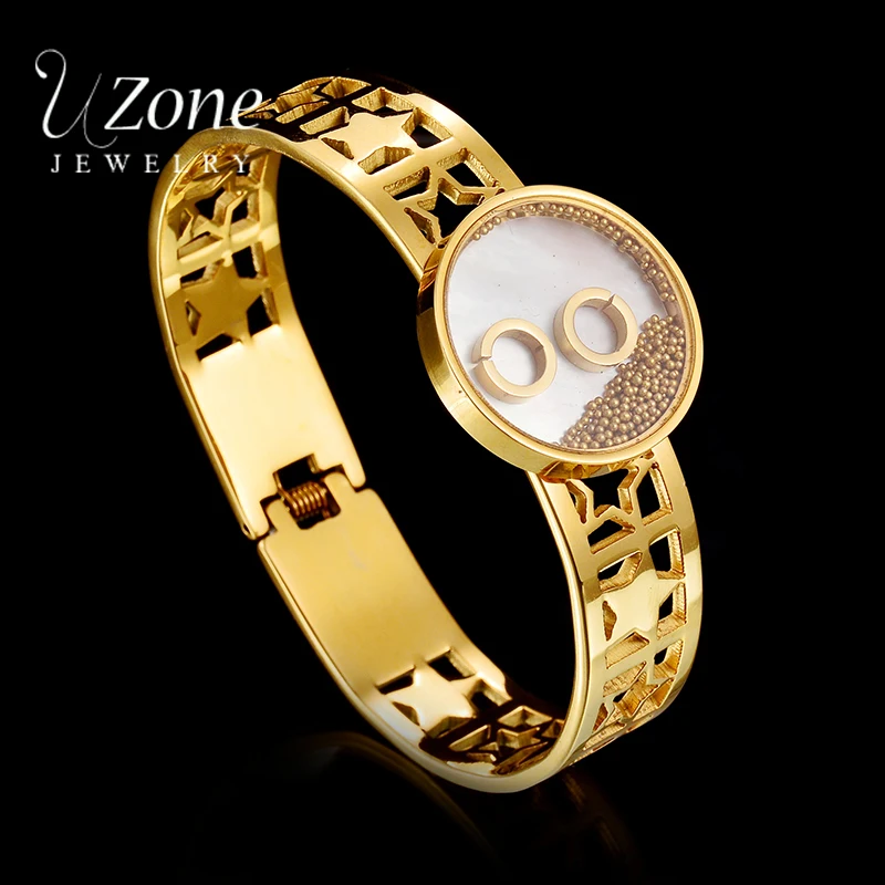 UZone Luxury Hollow Star Transparent Bracelet Stainless Steel Tiny Beads Bangles For Women Birthday Gift Charm Jewelry Bijoux | Украшения и