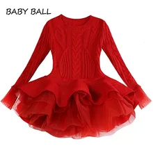 Плотное теплое платье для девочек; нарядные платья; вязаная шифоновая зимняя детская одежда для девочек; детская одежда; платье для девочек