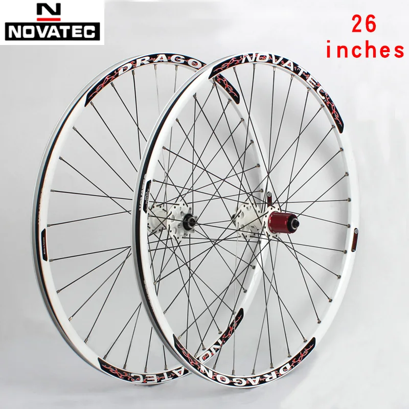 

Novatec mountain bike off road MTB Aluminum alloy white bike wheels 26 inches Disc Brake 4 Bearings 7-11speed QR Bicycle Wheel
