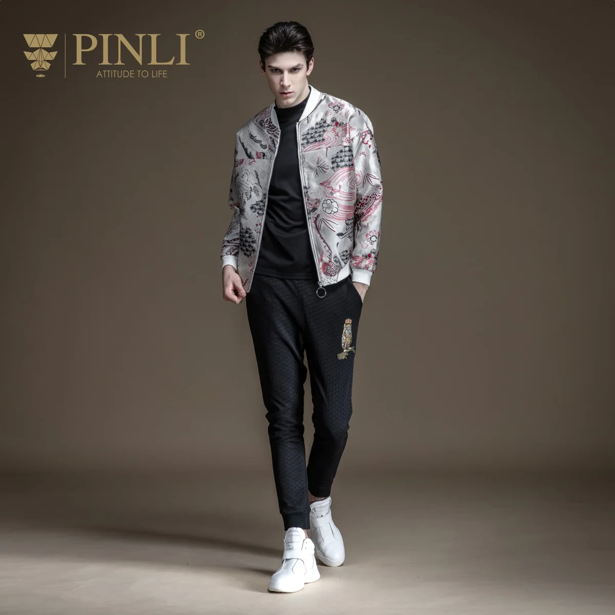 Куртка-бомбер для мужчин, нейлон, без куртки, Casaco Masculino Pinli, осень, новая мужская бейсбольная свинцовая, китайская, жаккардовая, челнок, B193304144