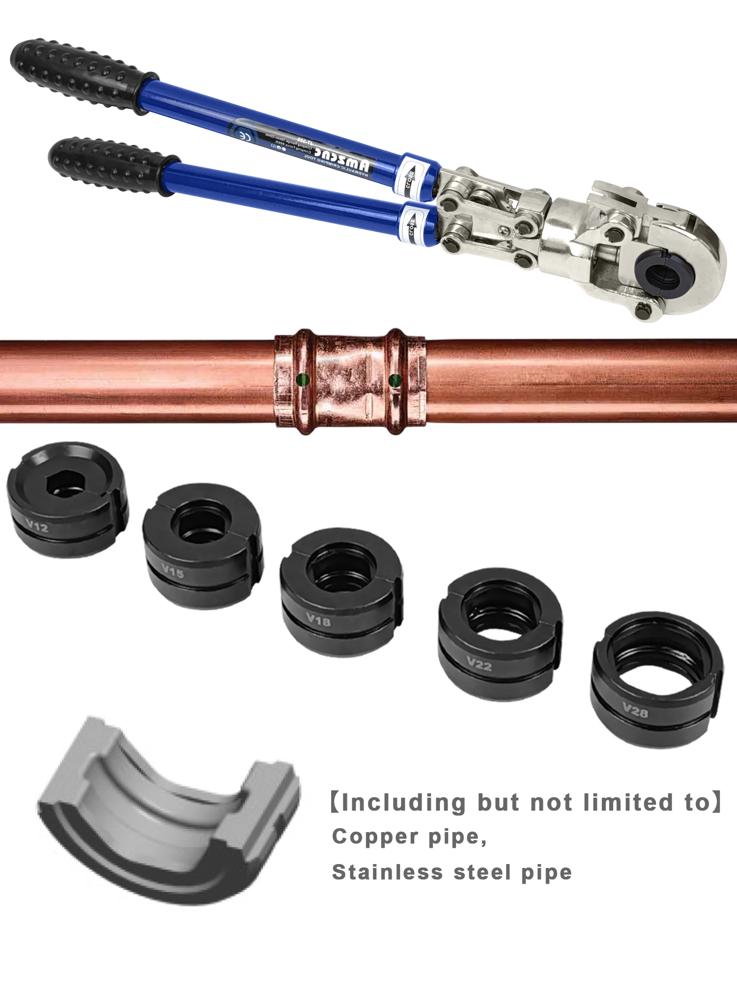 VEVOR Hydraulic Pipe Crimping Tool, 10T Hydraulic Copper, 42 OFF