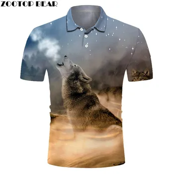 

Wolf Men Polo shirt Anime Male Fashion shirts men's Short Sleeve Pullover Popular Tops ZOOTOP BEAR