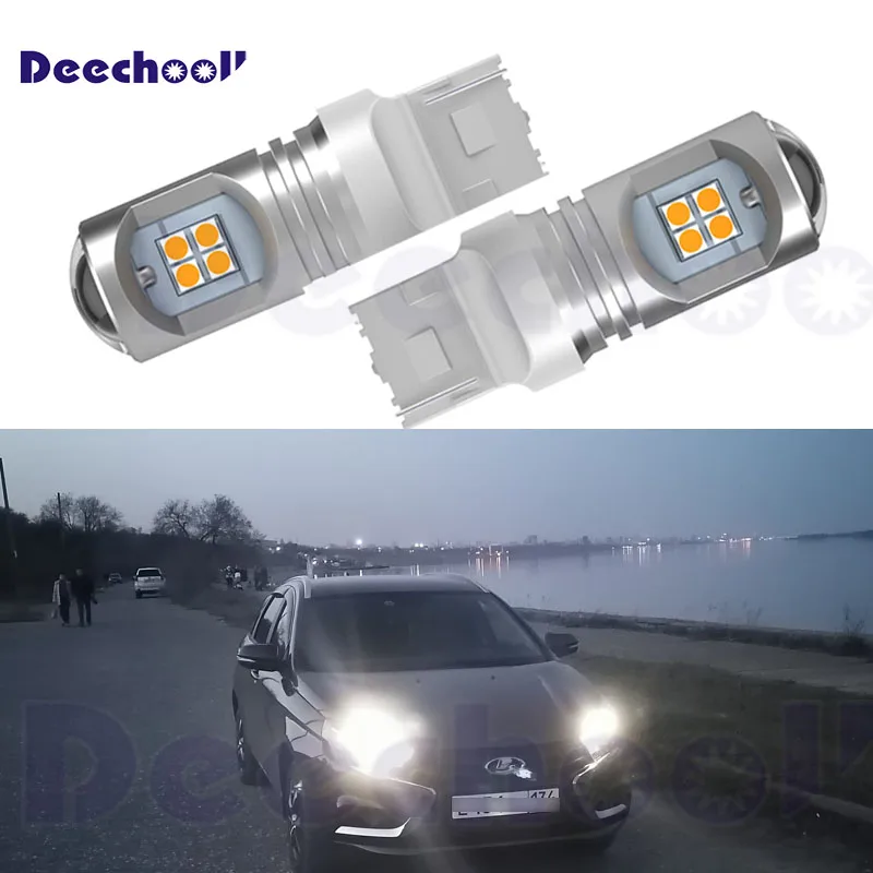 2x T20 7443 7444 W21/5 Вт светодиодные лампы для Lada DHO Vesta Kalina аксессуары Передняя