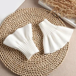 Japanese Women Layered Ribbed Horn Cuffs Hand Sleeves Ruffles Wrinkled Solid Detachable Fake Sleeve Wrist Warmer Sleeves Cuffs