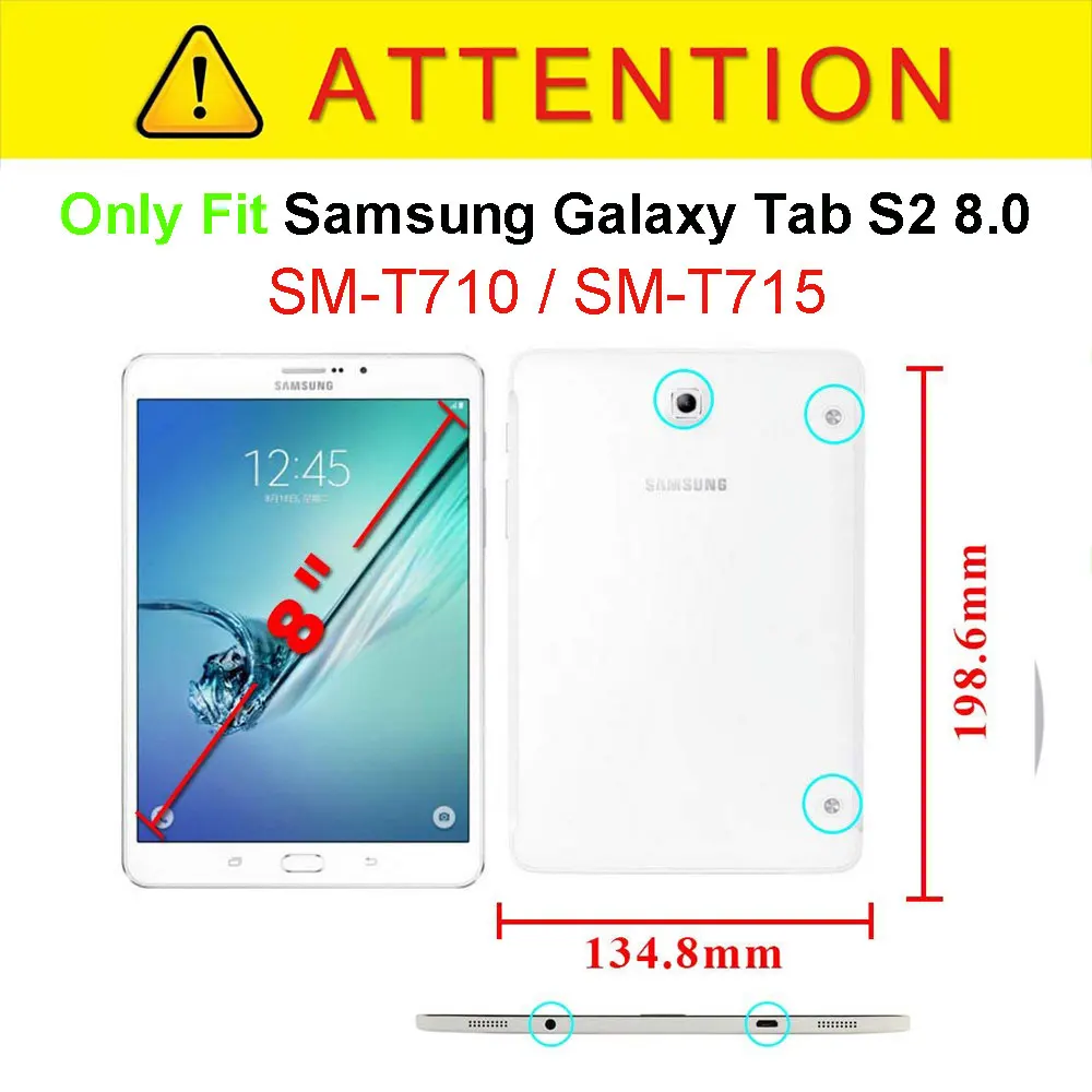 Вращающийся на 360 чехол для samsung Galaxy Tab S2 8,0 Tablet SM-T710 SM-T715 8,0 ''чехол тонкий кожаный чехол-подставка с ручкой+ пленка