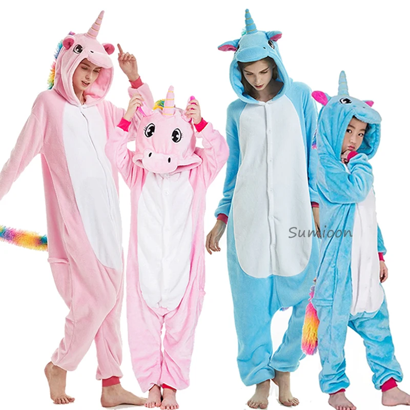 Единорог кигуруми Onesie для взрослых животных кошка пижама костюм теплая панда