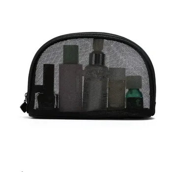 

Black Mesh Cosmetic Bag Fashion Transparent Lace Storage Clutch Bag Travel Portable Toiletry Bag Wash Essential Beauty Pouch