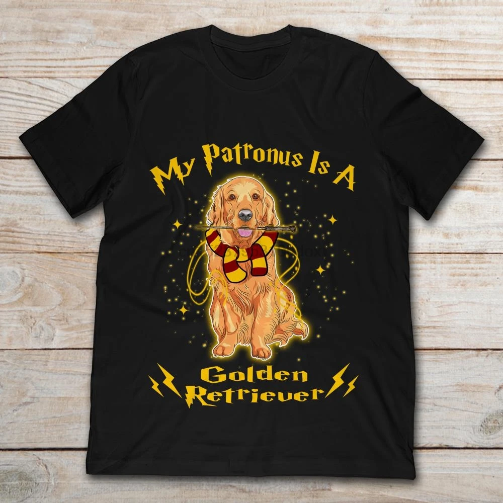 Бренд My Patronus-это Золотая Футболка с ретривером Мужская футболка коротким рукавом