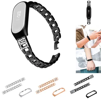 

Replacement Diamonds Stainless Steel Watch Band Bracelet For Xiaomi Mi Band 3 MIband for Mi Band 4 3 Strap Wristbands Pulseira