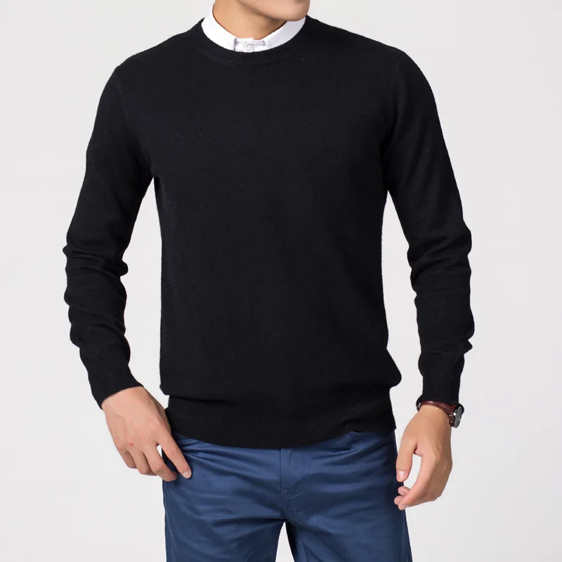 Мужской свитер для пеших прогулок, мужская рубашка,, шерстяная ткань, высокое качество, круглый вырез, свитера для мужчин, рубашки SYY09 - Цвет: SYY09-Black