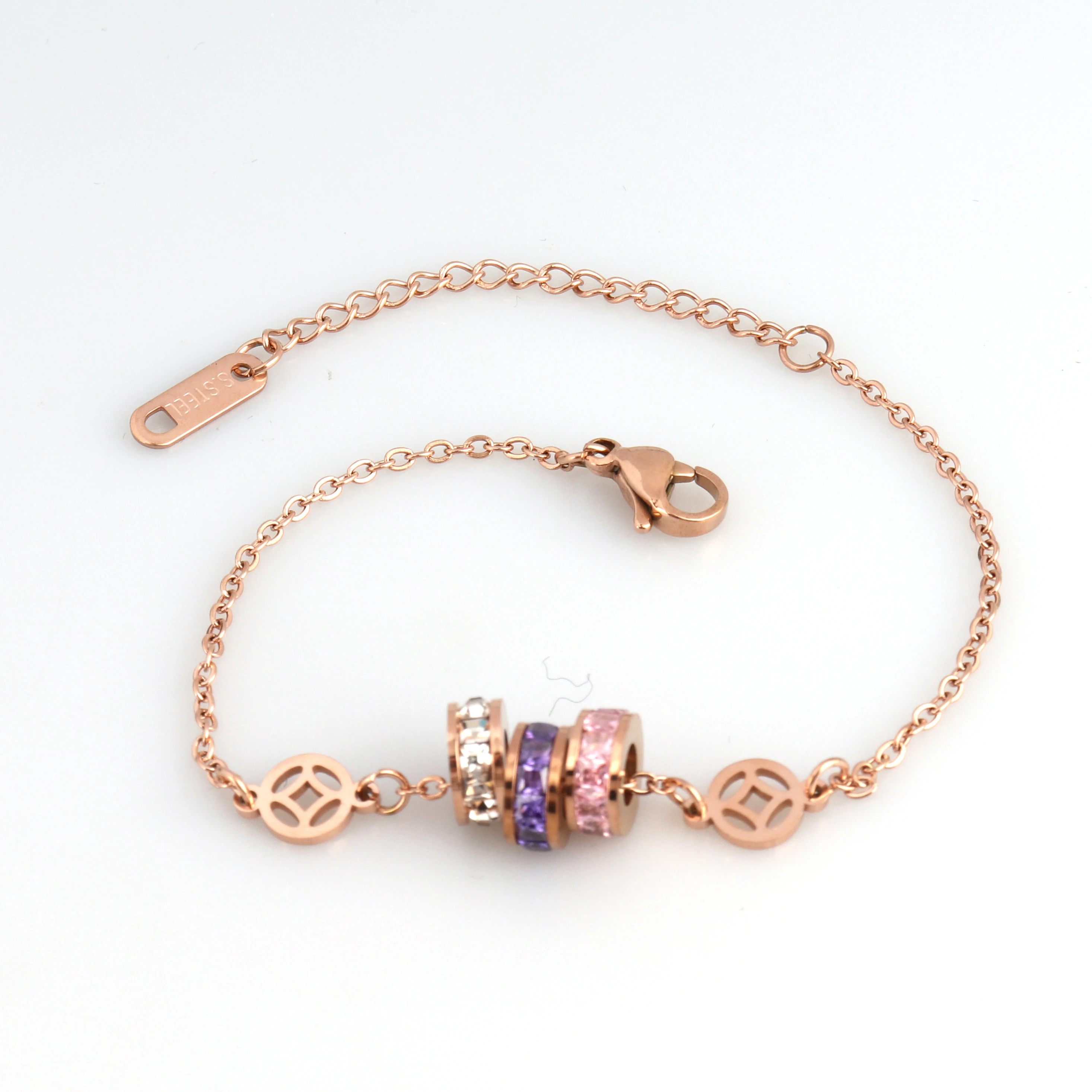 Нержавеющая сталь в форме сердца браслеты круг с украшением виде кристаллов