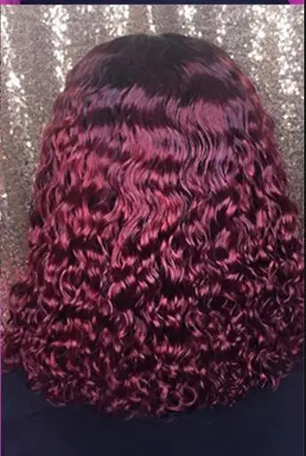 ombre 1b99j Eversilky вьющиеся короткую стрижку Боба парик их натуральных волос бразильский Реми 1b/30 Мёд блондинка 1b/99J бордовый 13x6 Синтетические волосы на кружеве парики из натуральных волос - Цвет волос: ombre 1b99j