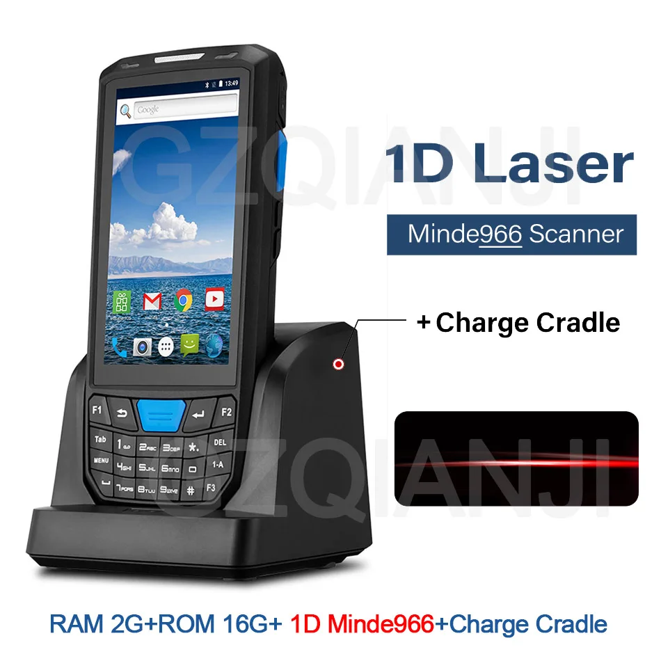 Android 8,1 POS терминал Сенсорный экран 1D 2D QR штрих-кодов Сканер штрих-кодов считыватель Беспроводной Wi-Fi Bluetooth gps 4G сбора данных - Цвет: 1D Minde966 Cradle
