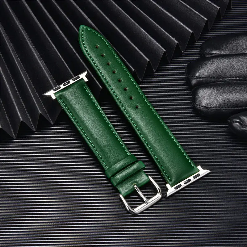 

Women Men Leather Watchband for Apple Watch 8 7 6 SE 5 4 3 Replacement Bracelets 38mm 40mm 41mm 42mm 44mm 45mm Straps for iwatch