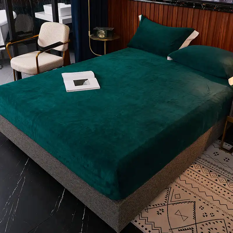 Drap Housse Elastique En Velours Lait Linge De Lit Chaud Pour L Hiver Couvre Matelas Gris Et Bleu Couvre Lit Double Couple Queen Size 180x200x Cm Aliexpress