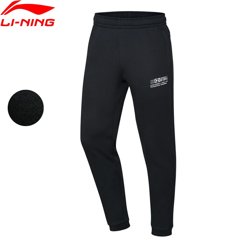 Li-Ning, мужские тренировочные спортивные штаны, зимние, теплые, флис, обычная посадка, 64% полиэстер, 36% хлопок, подкладка, спортивные штаны AKLP677 COND19