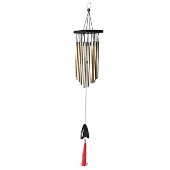 

65cm Large 16 Tubes Solid Wood Retro Copper Alloy Wind Chime Chinese Style Mascot Pendant Outdoor Wind Chimes Garden Pipes Bell