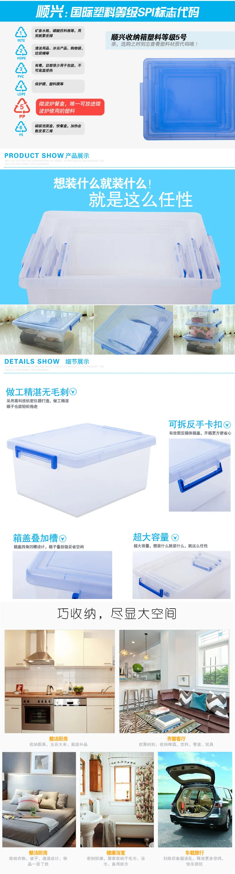 Shun Hing 2029-3 большой пластиковый ящик для хранения 22L прочный с ручкой квадратный прозрачный ящик для отделки