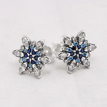 

Original Crystalized Snowflake Crystal Stud 925 Sterling Silver Earrings For Women Wedding Gift Fine Birthday Jewelry