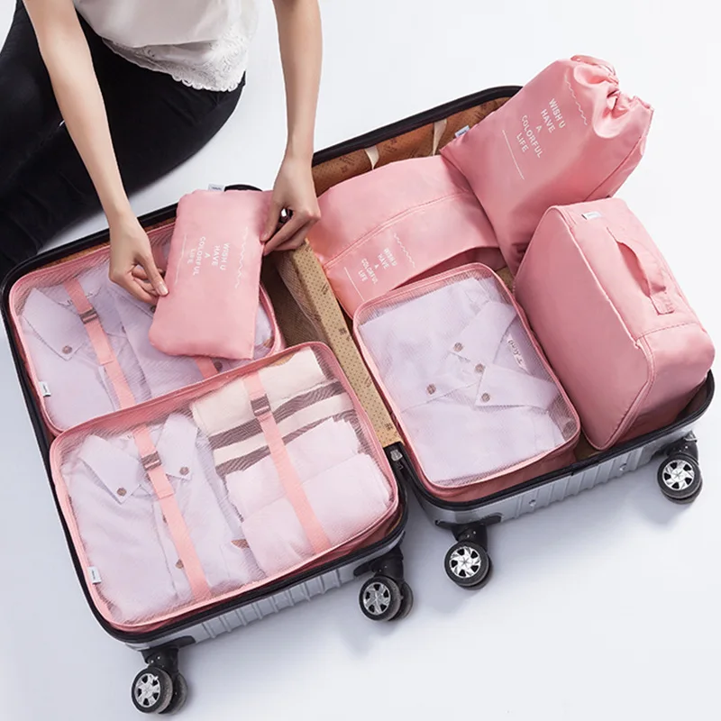 

6pcs/set Luggage Travel Packing Bags Suitcase Clothes Bag Travel Storage Packing Cubes Organizer Clothes Storage Bag Accessories