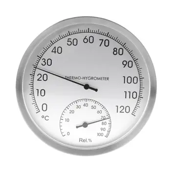 

2020 New 5\" Thermometer Hygrometer Wall Hanging Stainless Steel Indoor Outdoor Sauna Room