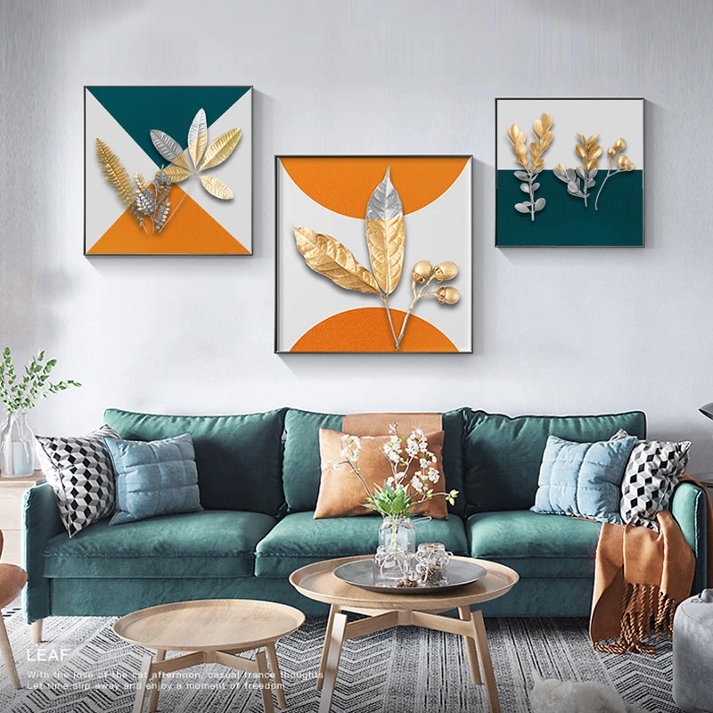 Wall Painting Golden Leaf Decorative Prints Poster For Living Room Modern  Dekoration Picture Aesthetic Room Decoration Cuadros - Painting &  Calligraphy - AliExpress