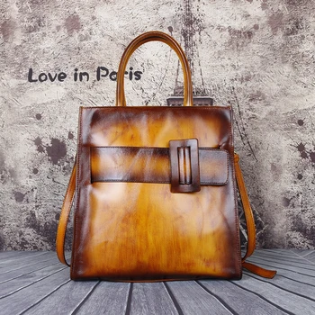 

Retro Nostalgic Women's Cowhide Leather Shoulder Composite Bag Designer Rub Color Effect Handbag Bolsas Feminina Bolsos Mujer