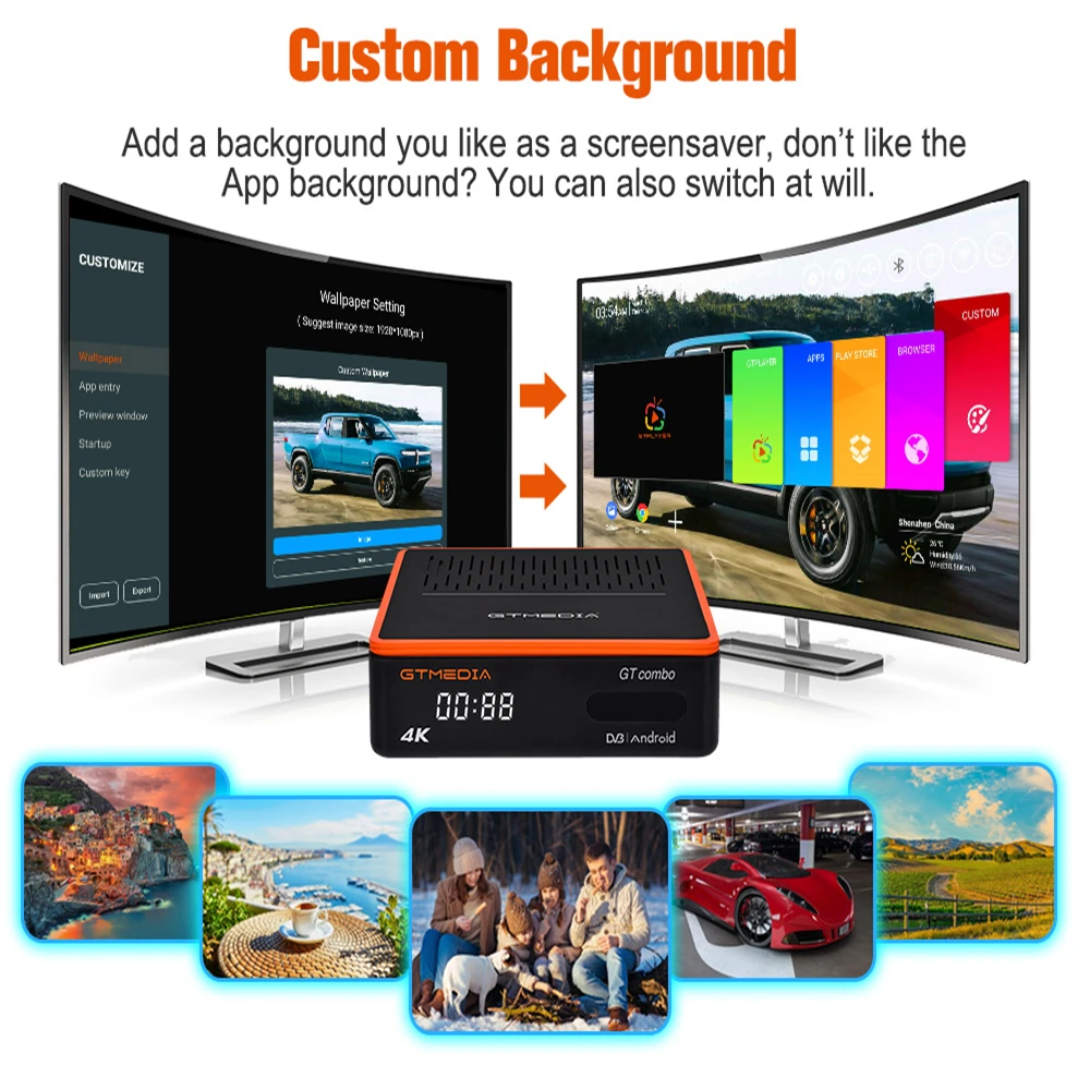 Caixa de tv Receptor de tv por Satélite 9.0 + Dvb-s2x 2 + 16 Gtmedia Combo hd 4:2:2 Android - t2 c Decodificador Google Smart Conjunto Caixa Superior gt 4k 8k - Image 4