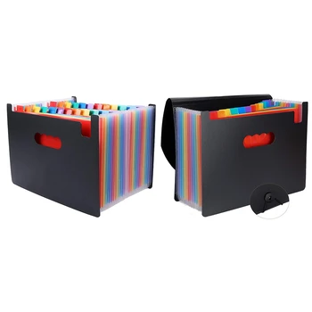 

24 Pockets Expanding File Folder Large Space Design A4 Filing Folders Box & 12 Pockets