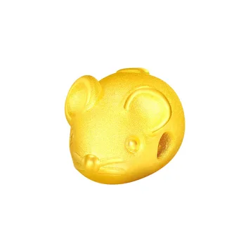 

Arrival 24K Yellow Gold Bracelet 3D 999 Gold Cute Zodiac Mouse Bracelet