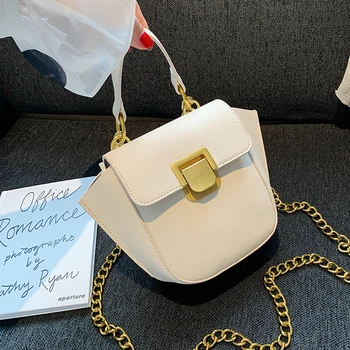 

Solid color Small Tote bag 2020 Fashion New High quality PU Leather Women's Designer Handbag Female Chain Shoulder Messenger Bag