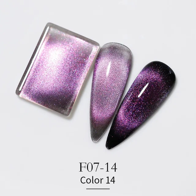 Vendeeni New Colourful Crystal Cat Eye Gel Nail Polish 9D Aurora Cat's Eye Gel Varnish Magnetic Hybrid UV Soak Off Gel Lacquer F07-14