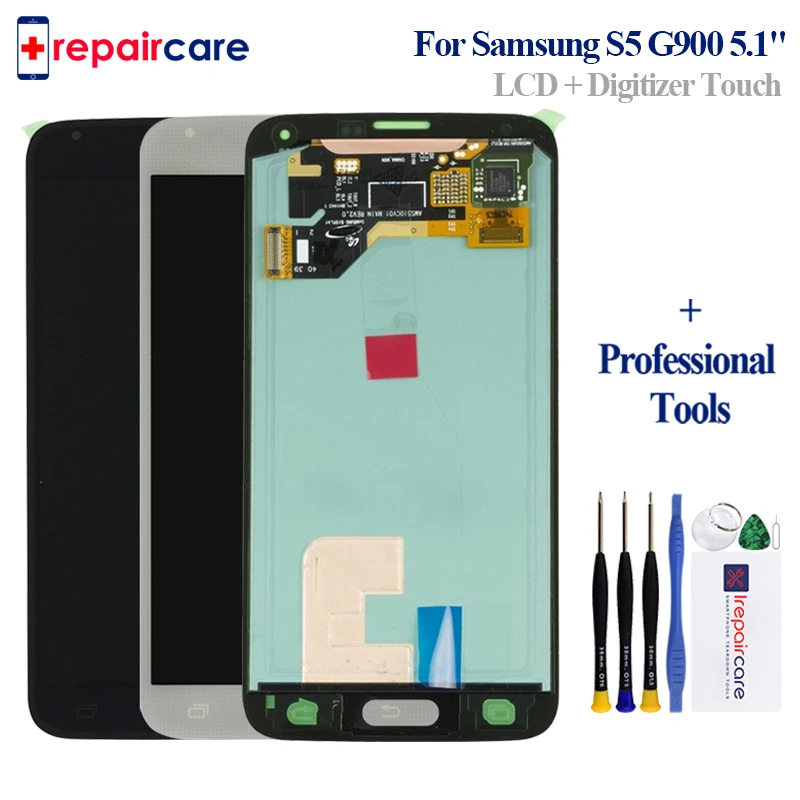 5.1'' OEM AMOLED LCD For SAMSUNG S5 Touch Screen Galaxy Display i9600 G900 + Fingerprint | Мобильные телефоны и
